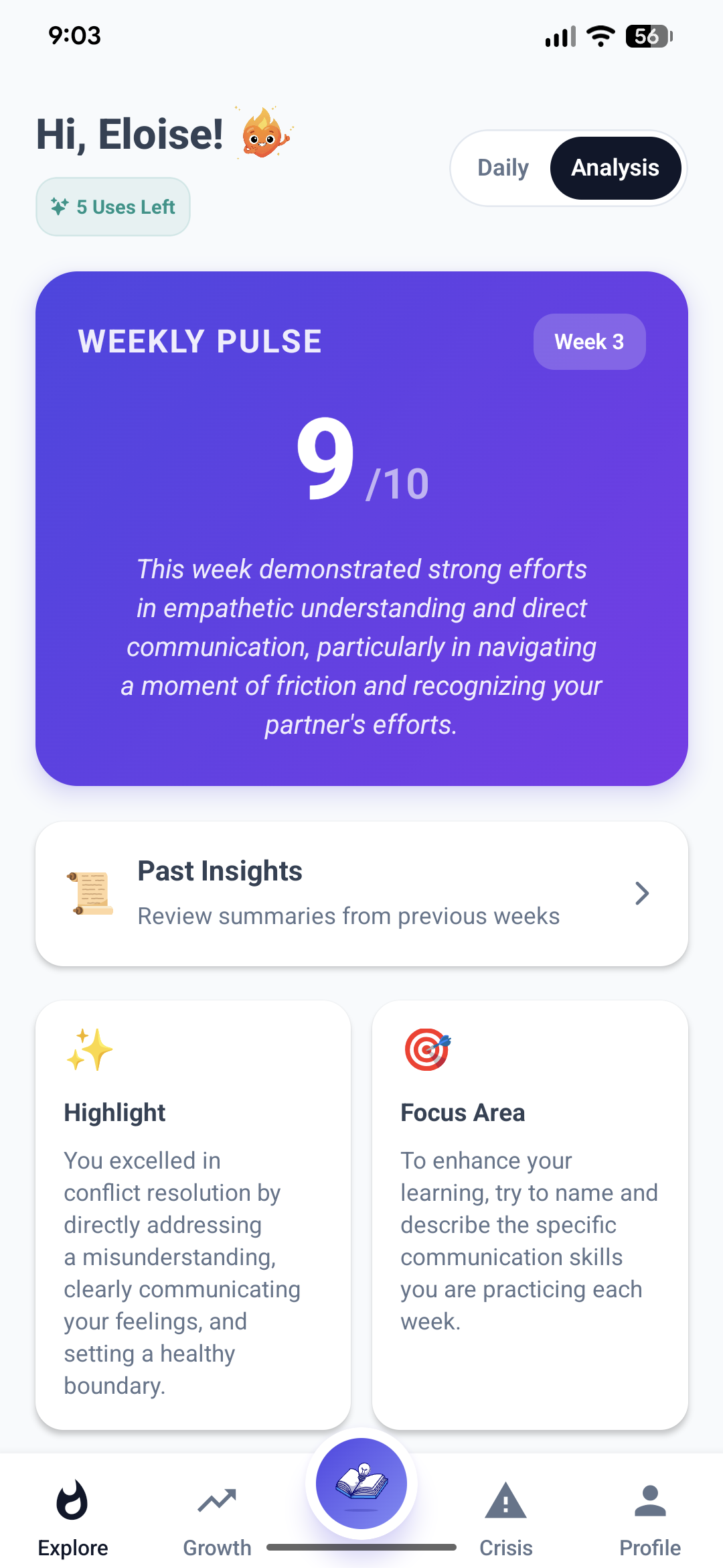 A screenshot of the Twindle app showing user profile.